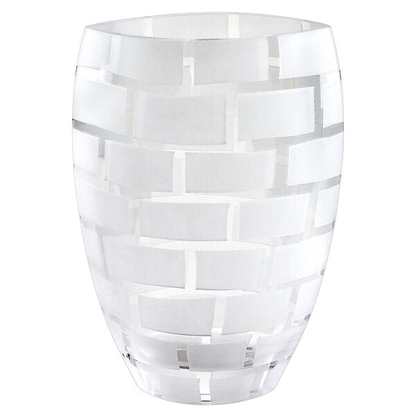 Frosted Wall Design on Mouth Blown European 12" Crystal Vase