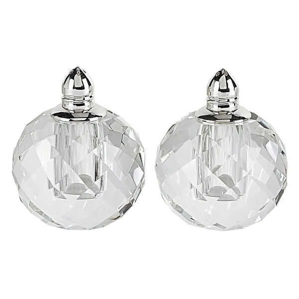 Zendra Platinum Hand Made Lead Free Pair of Crystal Salt and Pepper Shakers H2.5