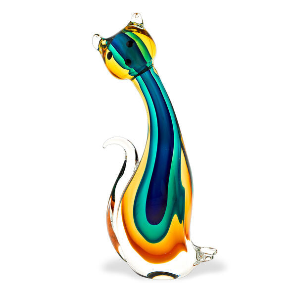 Murano Style Art Glass 11" Cat