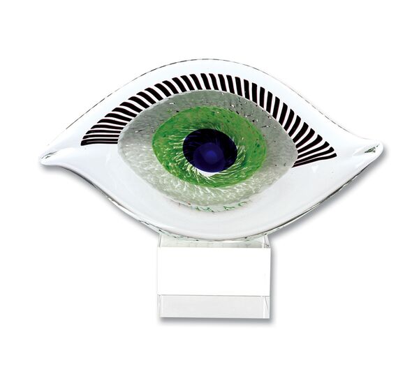 Visionary Good Luck Murano Style Art Glass Eye Centerpiece H7.5" x L10