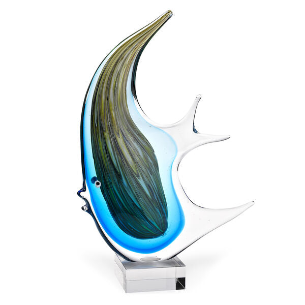 Murano Style Artistic Glass Giant Angel Fish H 16