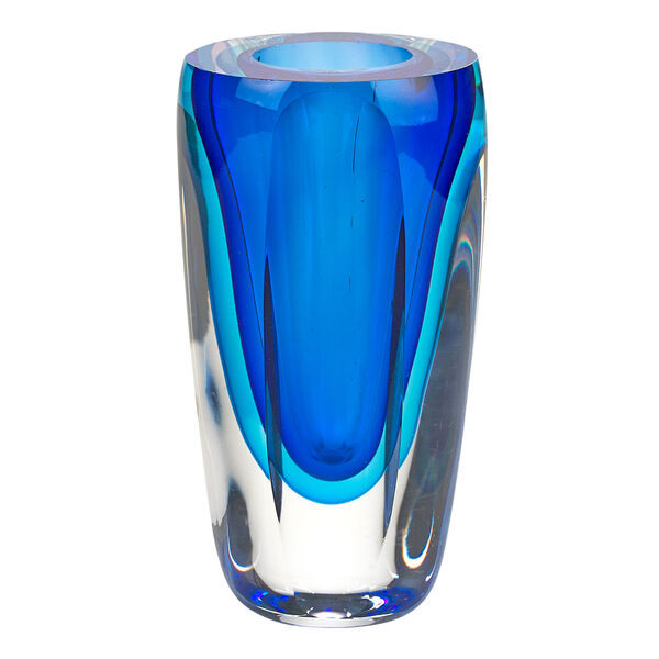 Azure Murano Style Art Glass 6 inch Vase