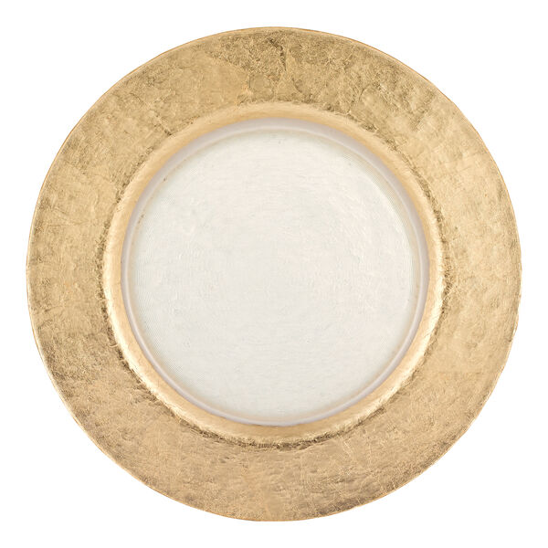 Authentic Gold Leaf Round 13 inch Glass Charger Plate