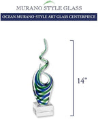 Ocean - Blue and Green Murano Style Art Glass 14" Centerpiece-GW564