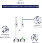 Charleston Square Pair 10" Classic Crystal Candle Holders - YD364