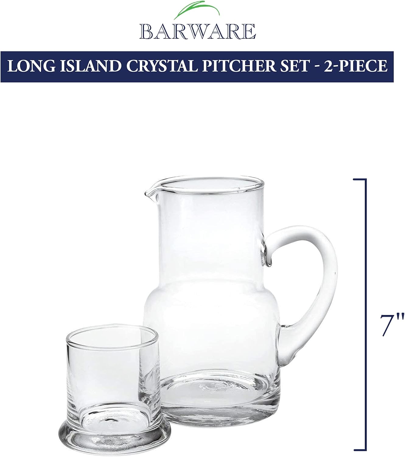 Long Island 2 Pc Glass Bedside or Desktop Carafe Set 10 oz. H7 - S905