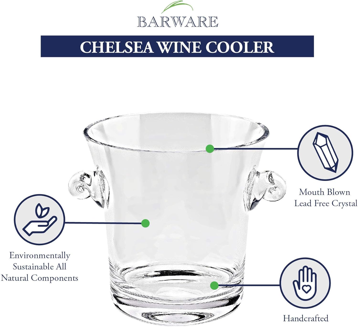 Chelsea Mouth Blown European Champagne or Wine Cooler H9 in.-LH602