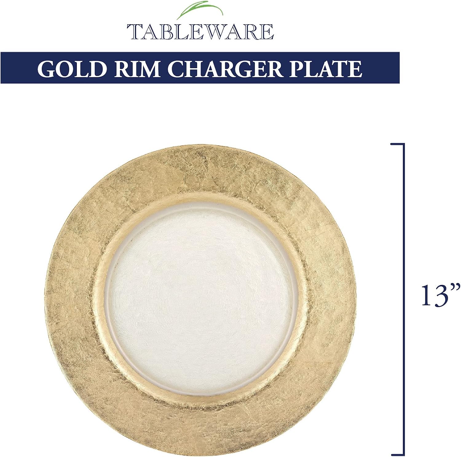 Authentic Gold Leaf Round 13 inch Glass Charger Plate - P244G