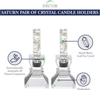 Saturn Pair of 2.75" Handcrafted Crystal Candle Holders-YD377