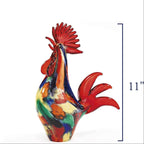 Colorful Murano Style Artistic Glass 11" Rooster - GW603