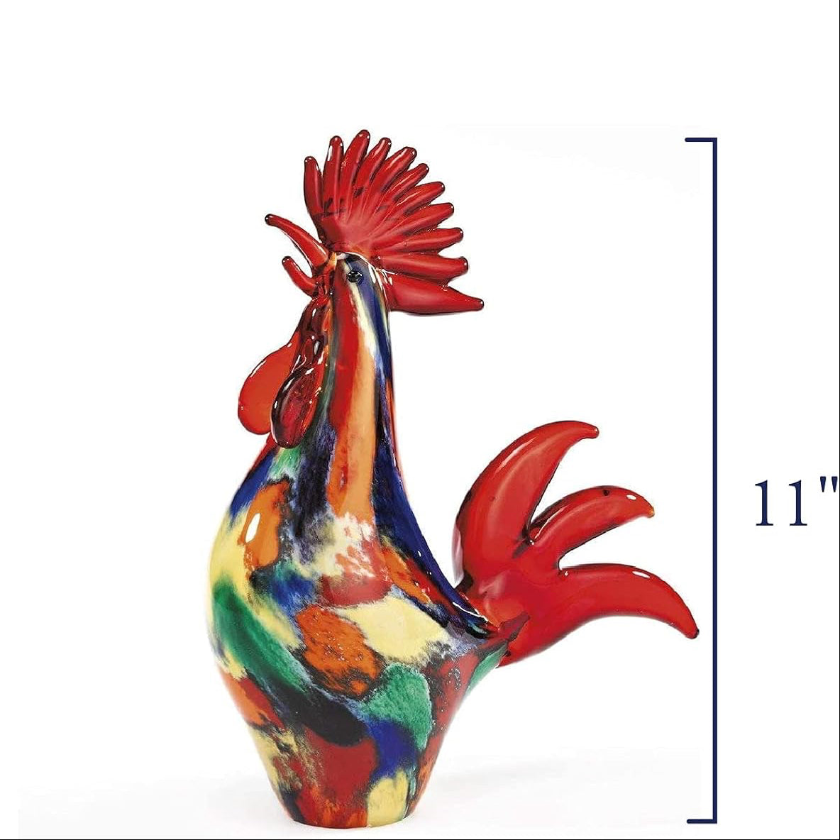 Colorful Murano Style Artistic Glass 11" Rooster - GW603