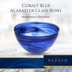 Cobalt Blue Alabaster Glass 6" Round Salad or Candy Bowl-P264