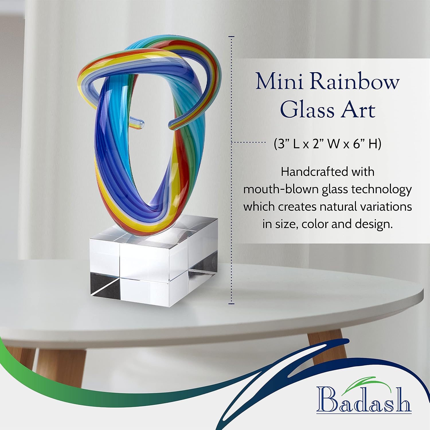 Murano Style Mini Rainbow Art Glass Centerpiece 6" Tall-GW633