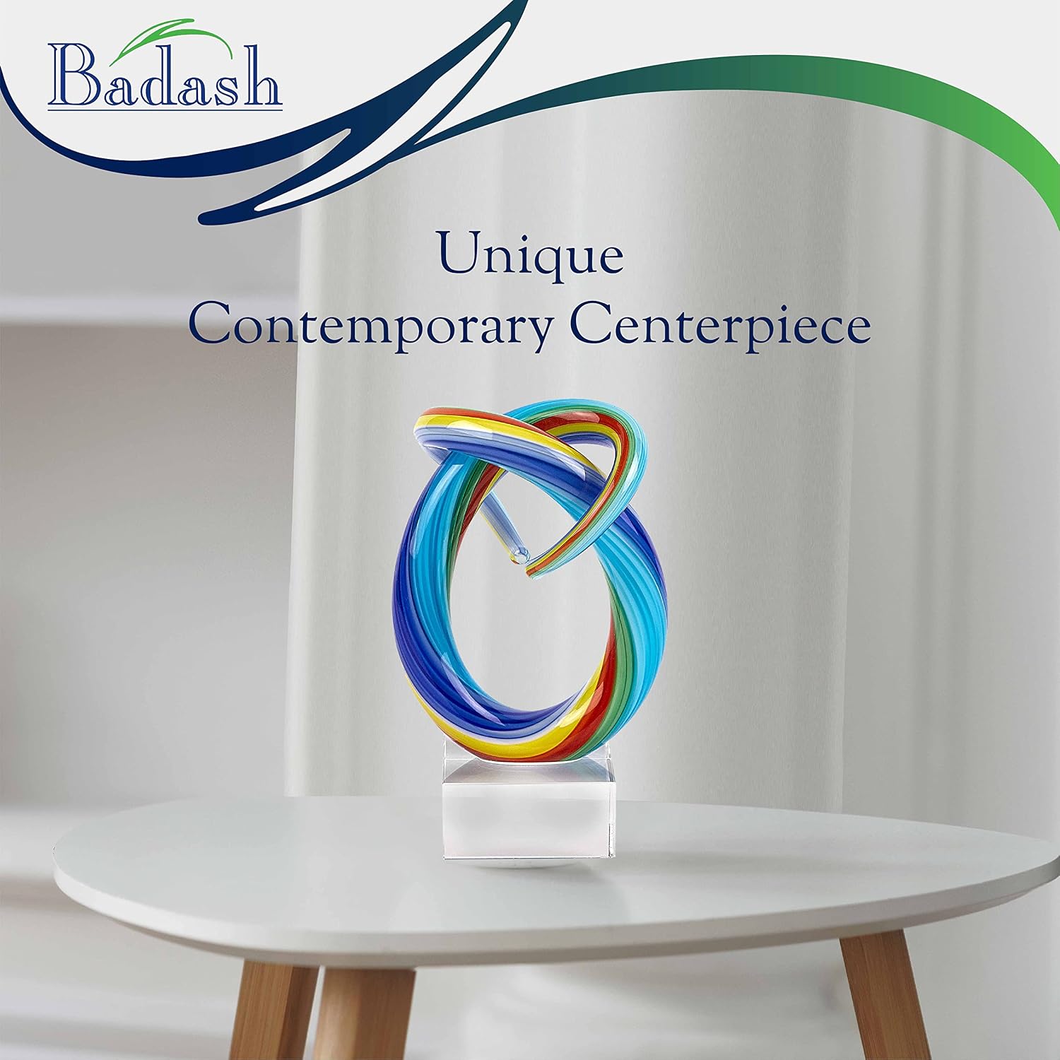 Murano Style Mini Rainbow Art Glass Centerpiece 6" Tall-GW633