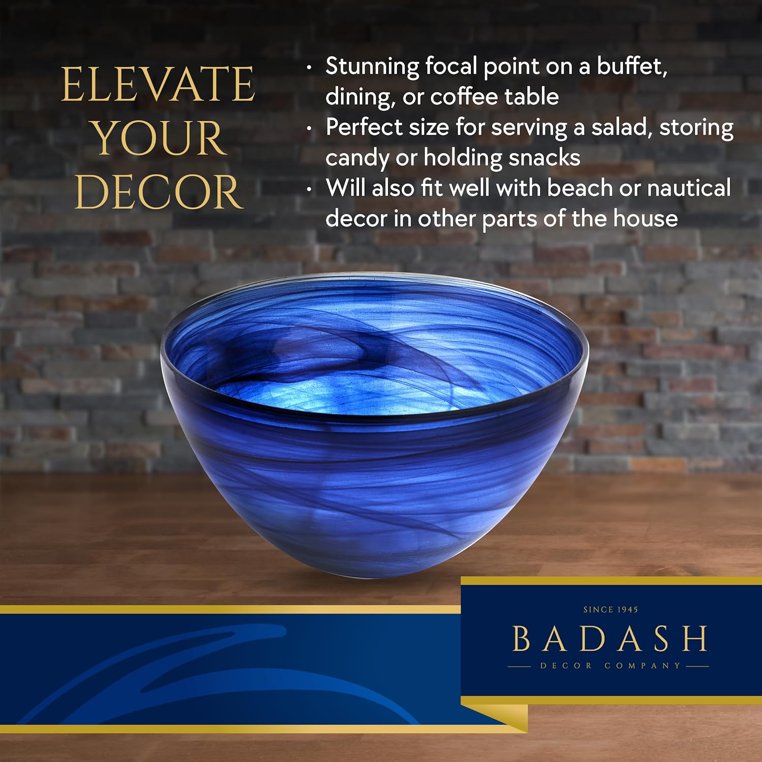 Cobalt Blue Alabaster Glass 6" Round Salad or Candy Bowl-P264