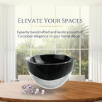 Jet Black Penelope Mouth Blown European Lead Free Crystal 6" Bowl-K2014