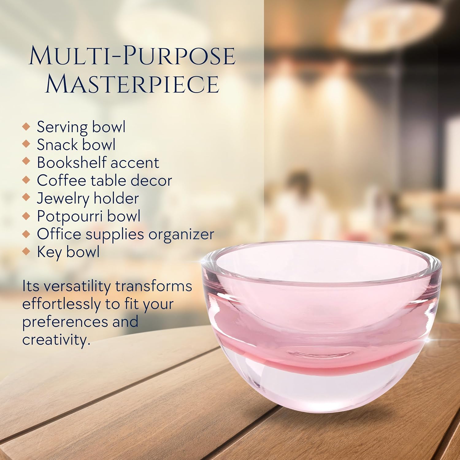 Penelope Pink Mouth Blown European Lead Free Crystal 6" Bowl-K2009