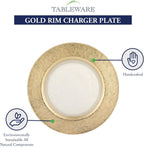 Authentic Gold Leaf Round 13 inch Glass Charger Plate - P244G