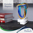 Murano Style Mini Rainbow Art Glass Centerpiece 6" Tall-GW633