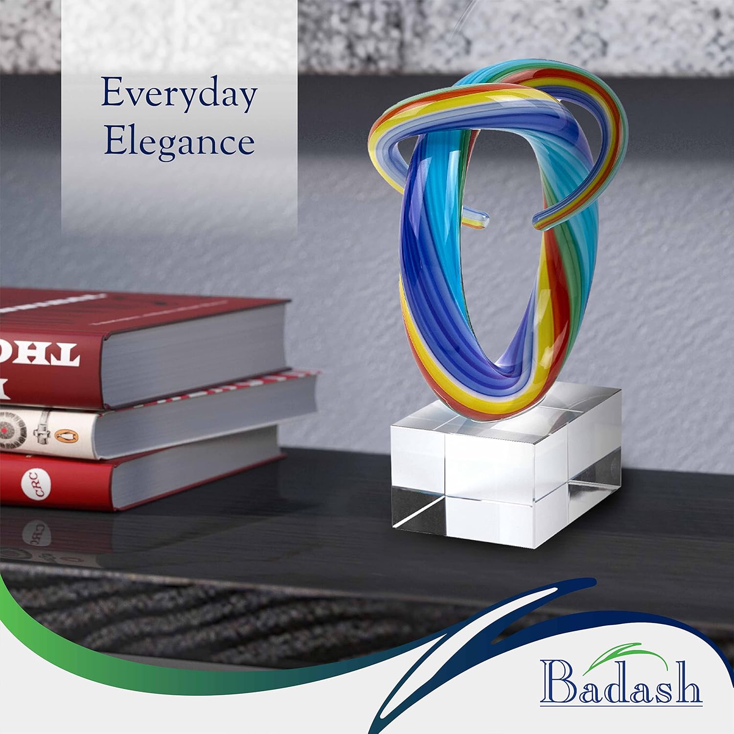 Murano Style Mini Rainbow Art Glass Centerpiece 6" Tall-GW633