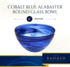 Cobalt Blue Alabaster Glass 6" Round Salad or Candy Bowl-P264