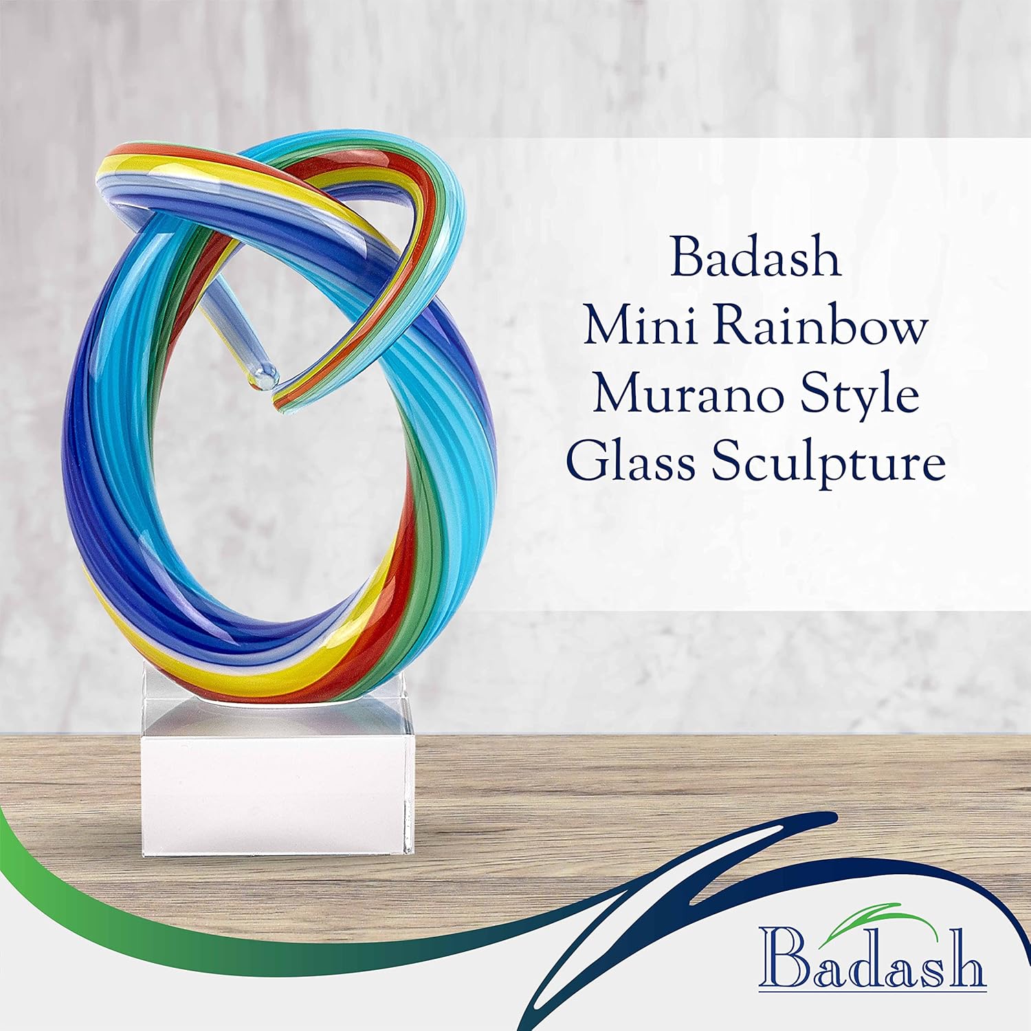 Murano Style Mini Rainbow Art Glass Centerpiece 6" Tall-GW633