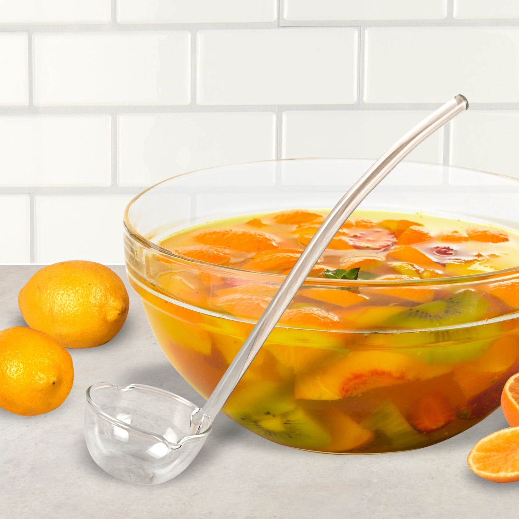 Mouth Blown Lead Free 12-13 " Crystal Gravy, Dressing or Punch Ladle-AF739