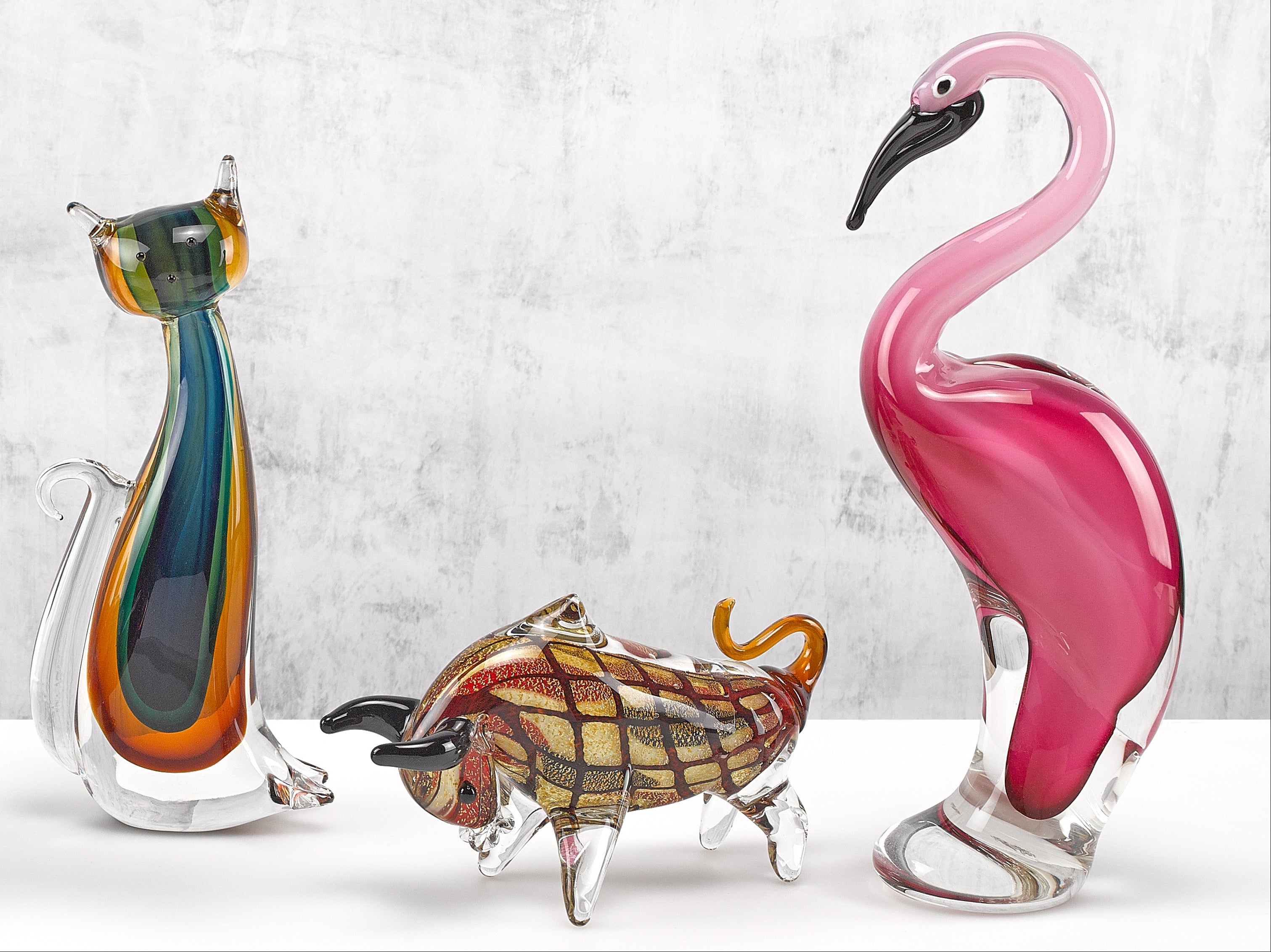 Murano Style Art Glass 13" Pink Flamingo-J446