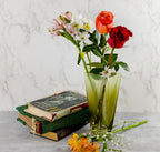 Evergreen European Mouth Blown Hand Decorated 8" Squarish vase-CD107