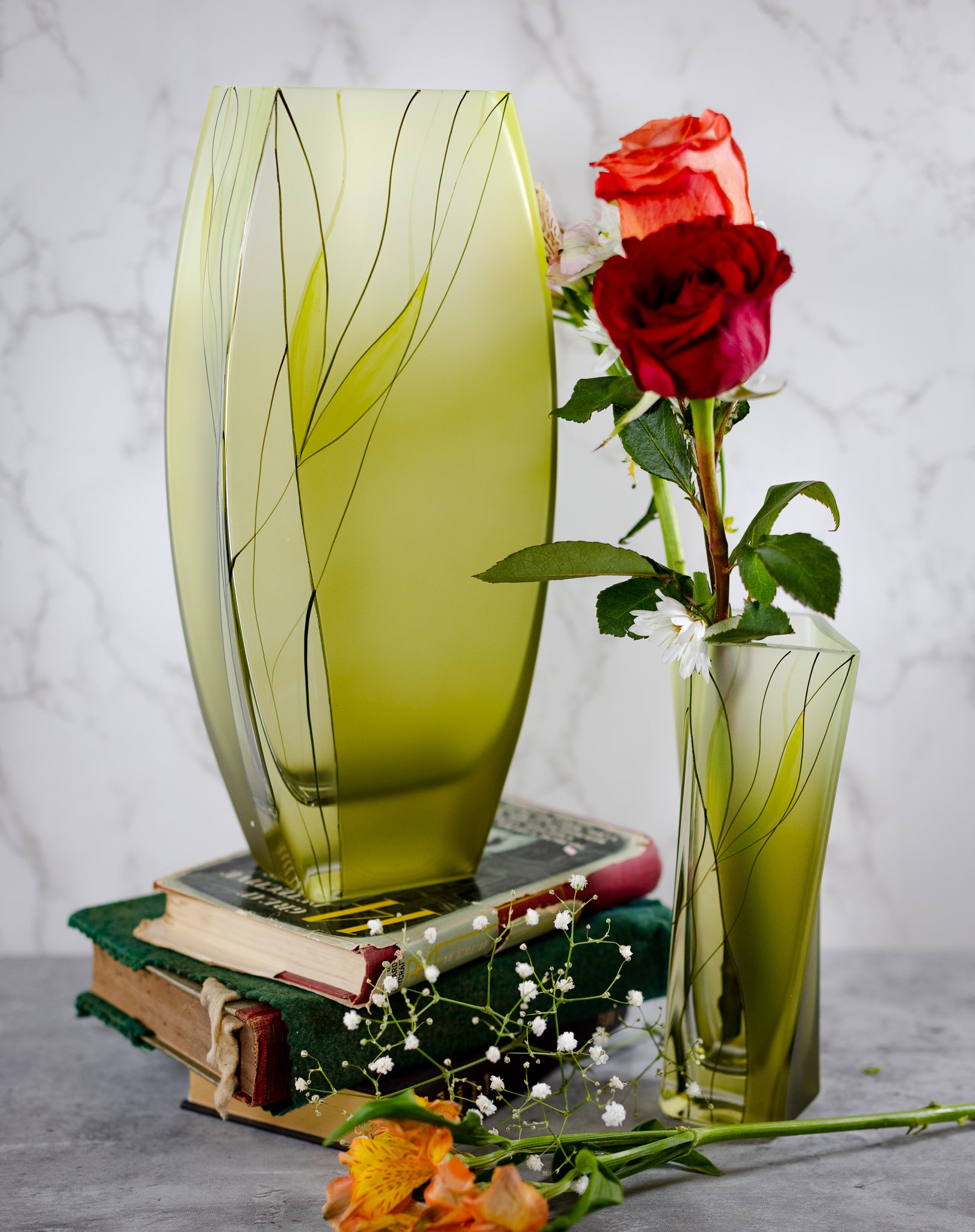 Evergreen European Mouth blown and Hand Decorated 12.5" Vase-CD109