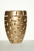 Gold Wall Design Mouth Blown European 12" Crystal Vase-CD750