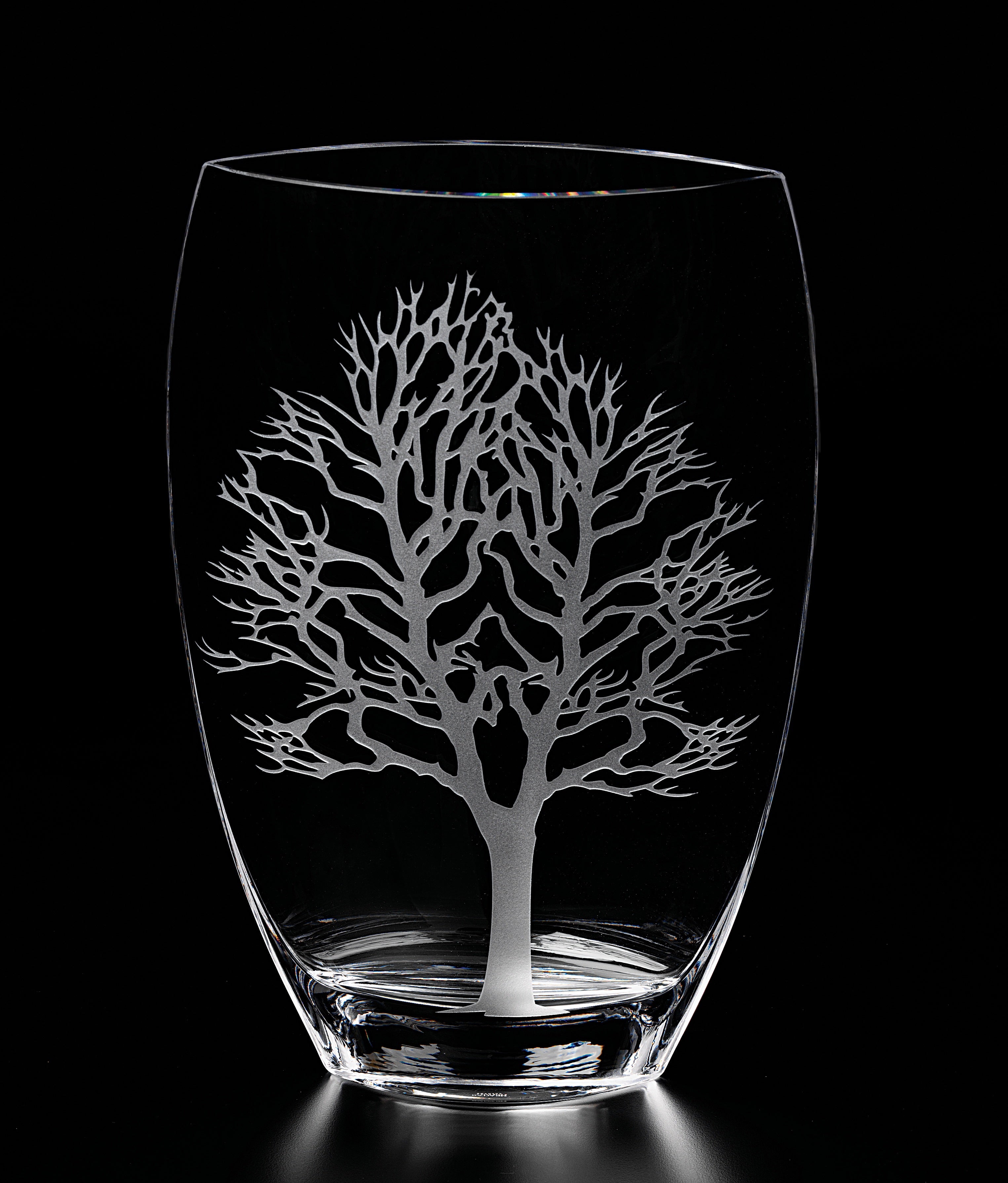 Tree Of Life Mouth Blown European 12" Crystal Vase-CD827