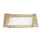 Rimini Gold  Serving Platter or Tray 7 x13"- Hand Decorated Gold Leaf Edge Rectangular Blown Glass -EV50G