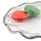 Goldedge Hand Decorated Gold Leaf Edge Mouth Blown Textured Glass 13" Round Wavy Platter or Charger-F3021