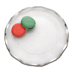 Goldedge Hand Decorated Gold Leaf Edge Mouth Blown Textured Glass 13" Round Wavy Platter or Charger-F3021