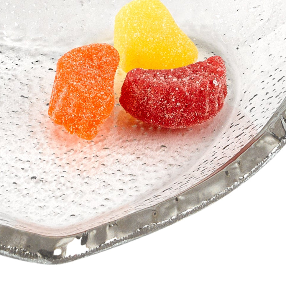 Silver Edge Heart Plate - Hand Painted Blown Glass 7.5" -F3026S