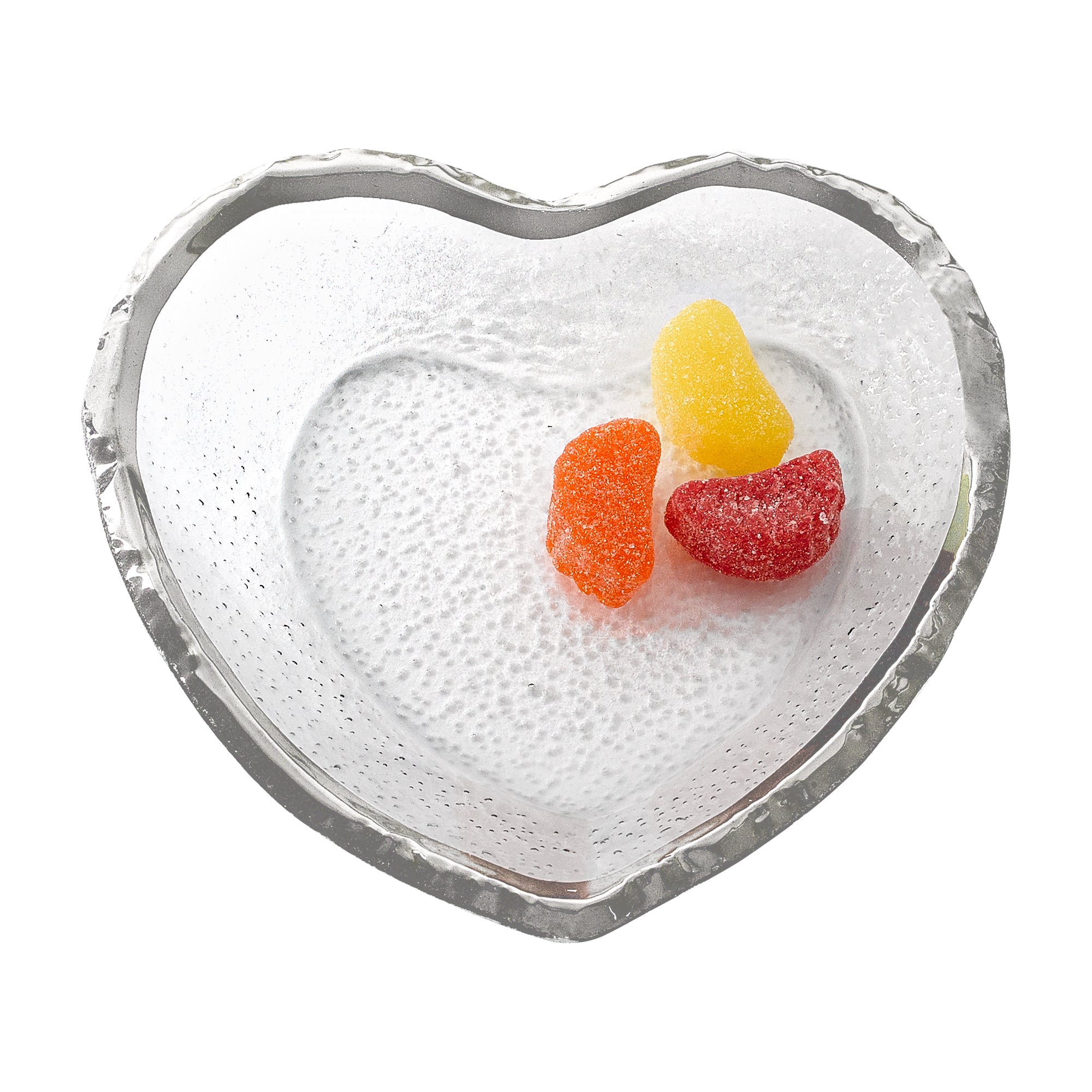 Silver Edge Heart Plate - Hand Painted Blown Glass 7.5" -F3026S