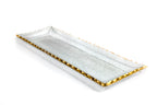Goldedge Serving Platter or Tray - Hand Decorated Gold Leaf Edge Rectangular Blown Glass 18 x 6.5" -F3033