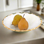 Goldedge Hand Decorated Gold Leaf Edge  11" Glass Serving Bowl-F3046