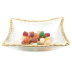 Goldedge Hand Decorated Gold Leaf Edge 7" Square Glass Candy or Serving Bowl-F3053