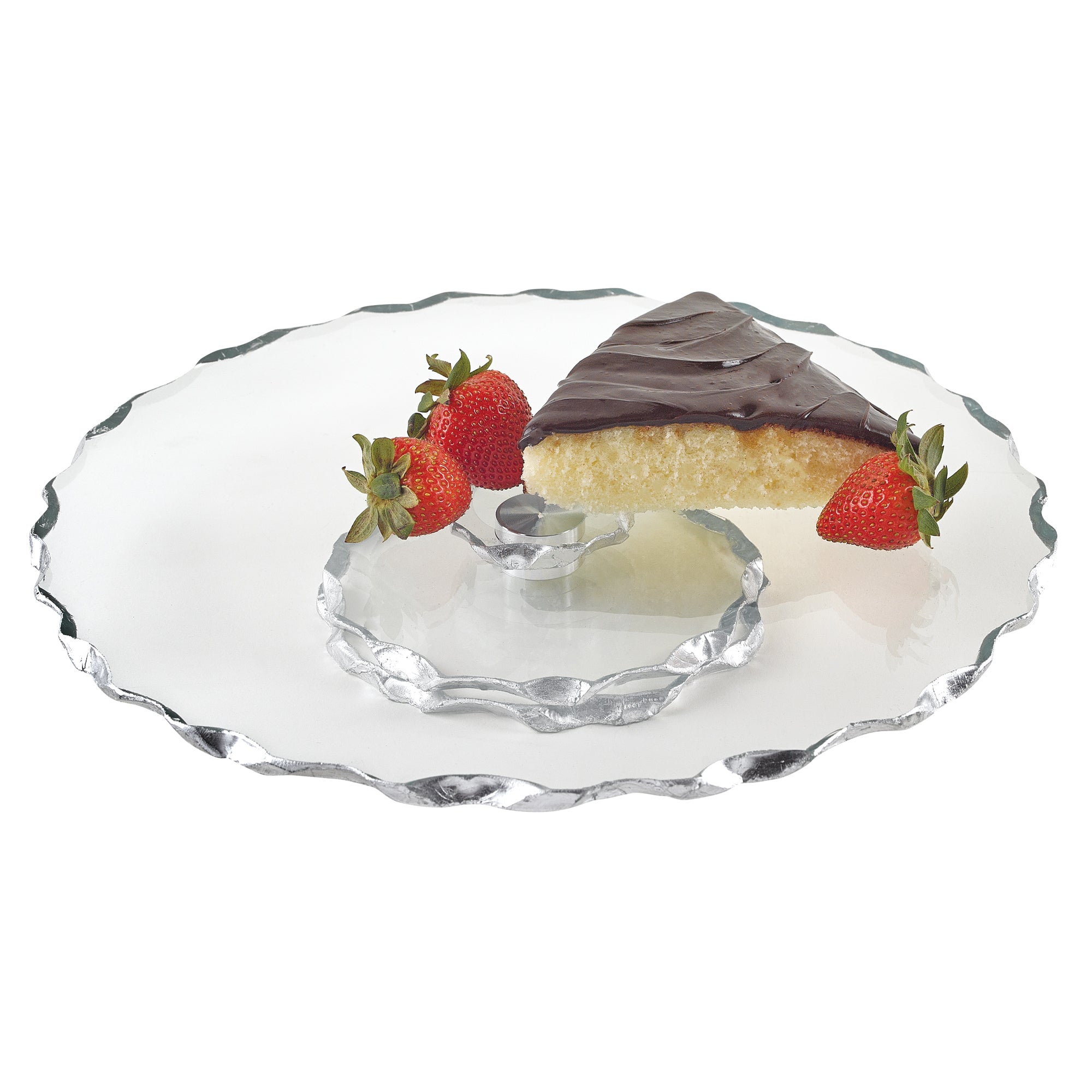 Silveredge Handcrafted and Hand Painted Chiseled 13" Turning Cake Platter or Lazy Susan-F3054S