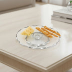 Goldedge Hand Decorated Gold Leaf Chiseled Edge 13" Turning Platter or Lazy Susan-F3054