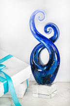 Monet Murano Style Art Glass Swirl Centerpiece on Crystal Base 10-GW529
