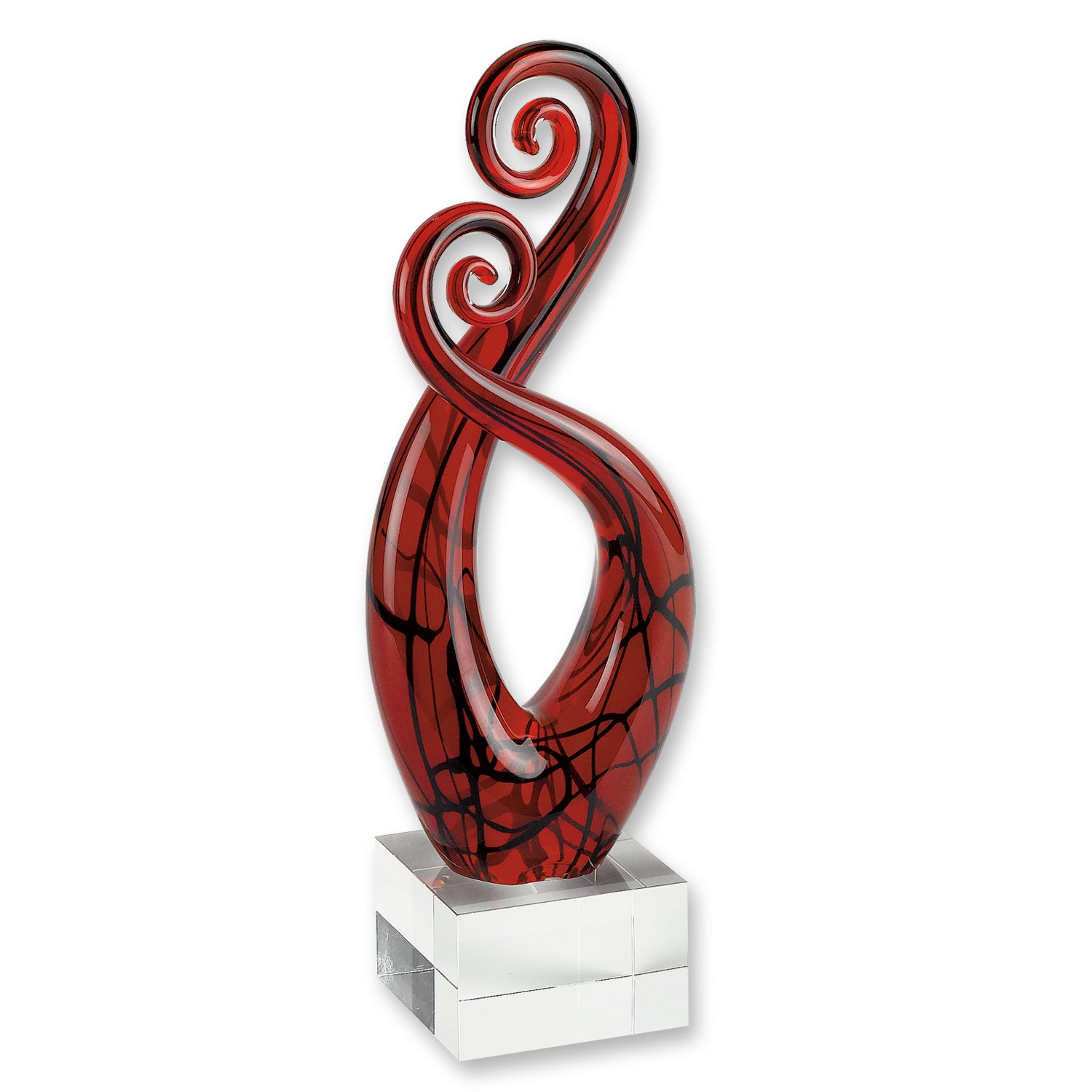 Pietro Murano Style Art Glass Black and Red 13" Centerpiece - GW565