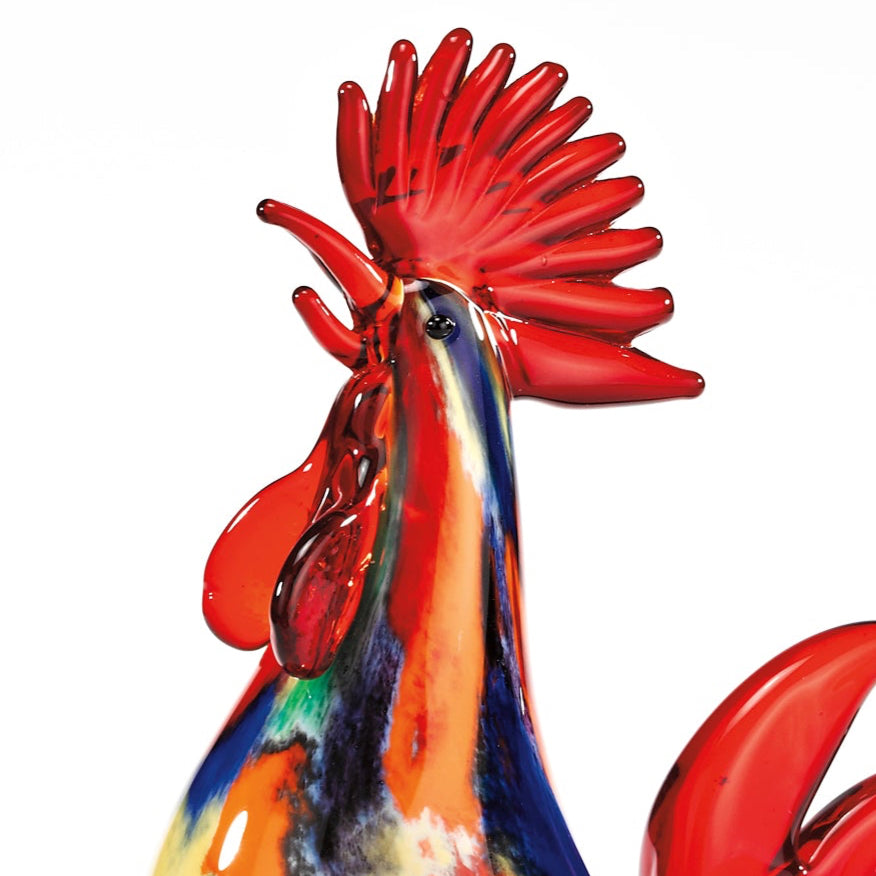 Colorful Murano Style Artistic Glass 11" Rooster - GW603