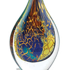 Firestorm Murano Style Art Glass 11" Teardrop on Crystal Base-GW612