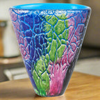 Cool Firestorm Murano Style Art Glass 8" Oval Vase - GW652