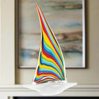 Murano Style Art Glass 13" Rainbow Sailboat-GW660