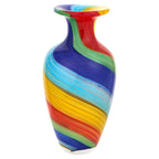 Rainbow Murano Style Art Glass Urn Shape 10.5" Decorative Vase-GW661