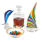 Murano Style Art Glass 13" Rainbow Sailboat-GW660